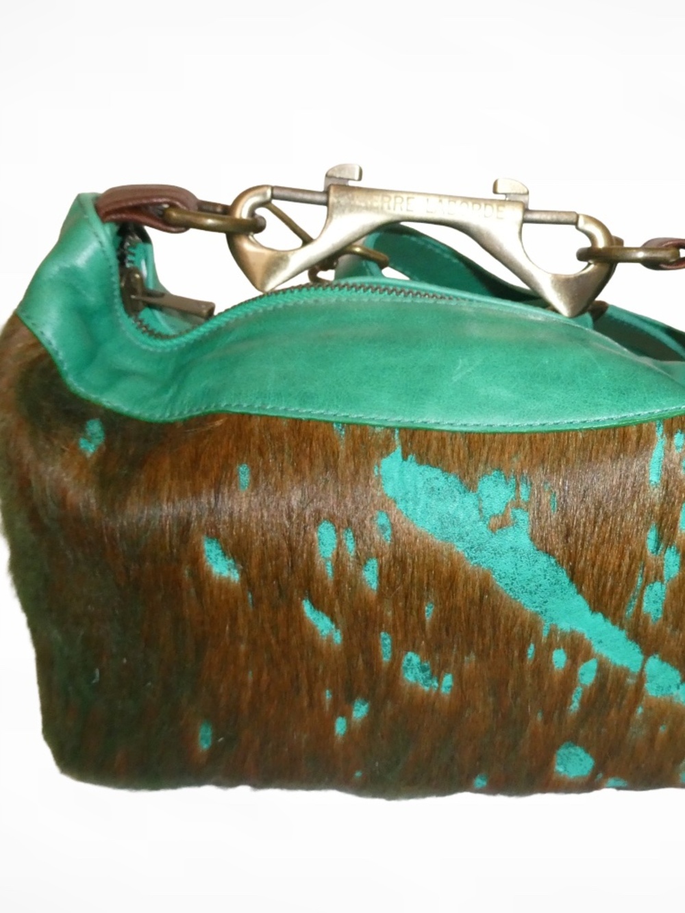 Signed Authentic - One of One Pierre Laborde Green Shoulder Leather Bag
